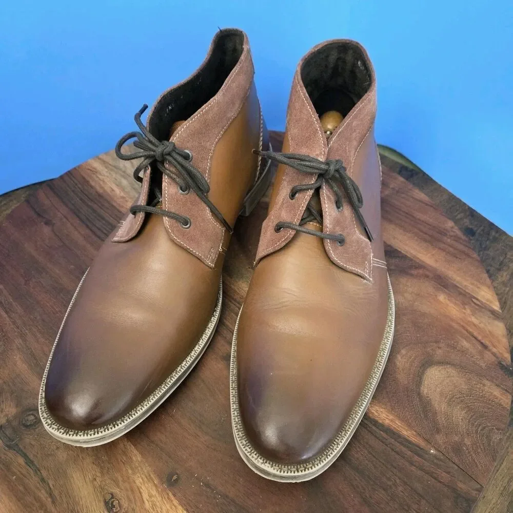 STACY ADAMS Cagney Boot Men's 11M Leather Cognac Tan # 24907-236